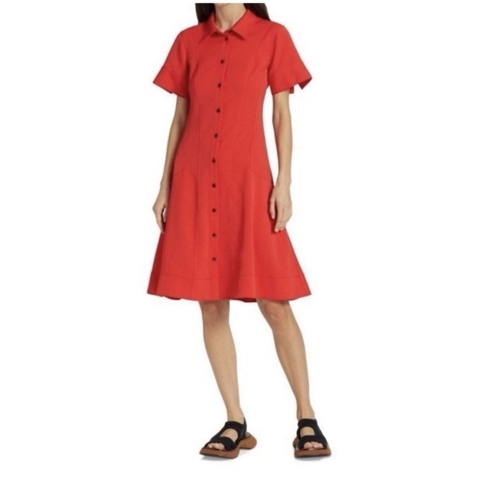 Proenza Schouler White Label Womens Red Short Sleeve Tennis Dress Fit Flare 0 XS